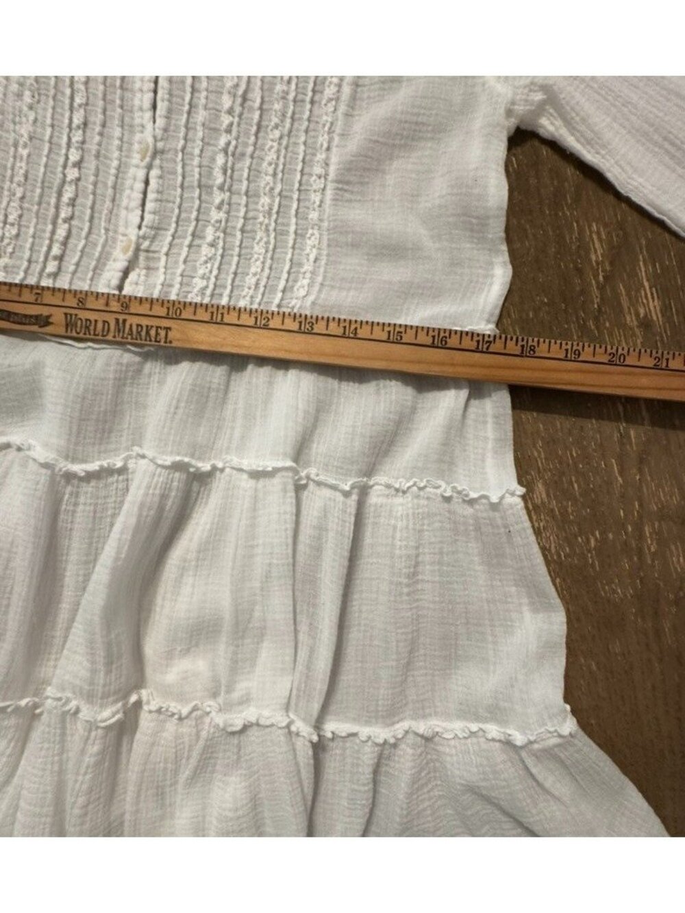 Free People Tiered Peasant Tuxedo Button Down Blouse White Gauze Tunic Babydoll - Picture 8 of 11